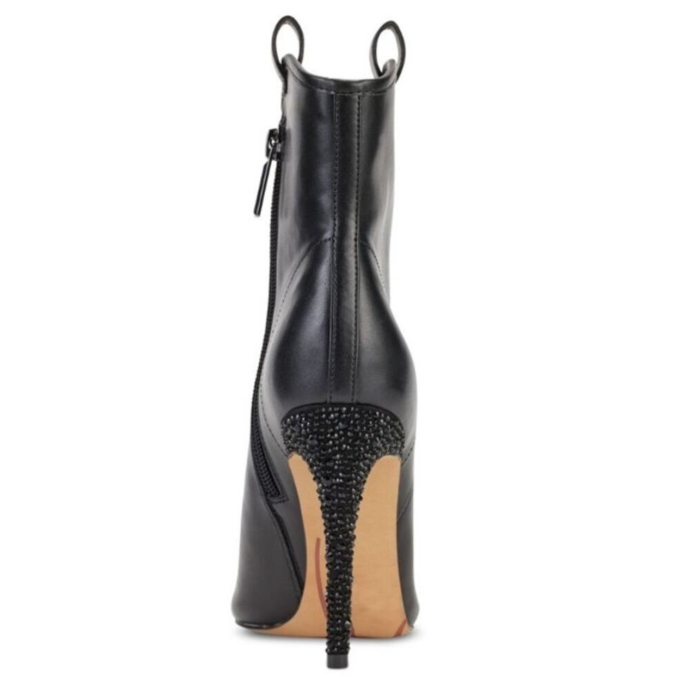 Karl Lagerfeld Women's Pairs Black Clea Leather Embellished Ankle Boots 6.5 New